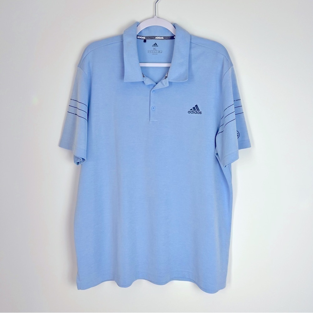 Adidas Men's Polo Shirt Short Sleeve Light Blue